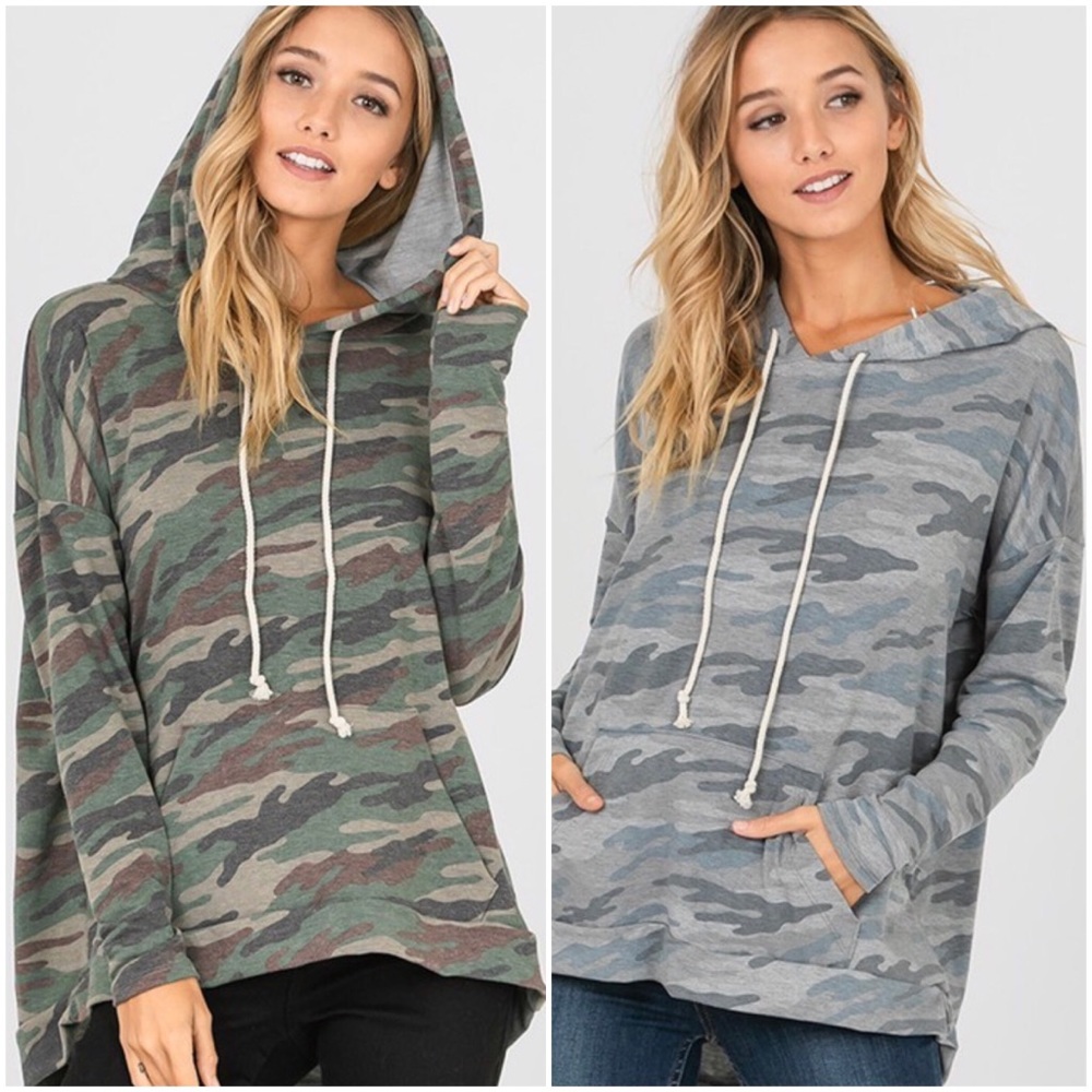 ❇️LAST 1 | BLAIR High Low Camo Hoodie | OLIVE CAMO - Picture 5 of 6